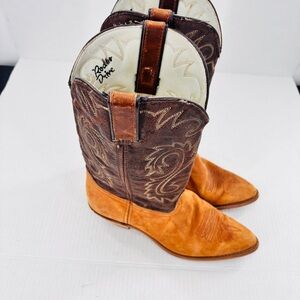 Brown and Tan Heeled Boots